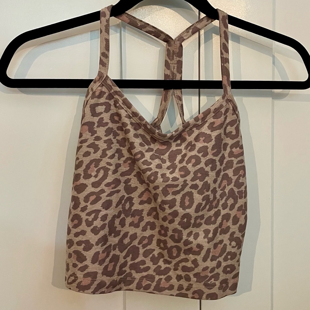 Beyond Yoga Spacedye Slim Racerback Cropped Tank - Cocoa Leopard - Small